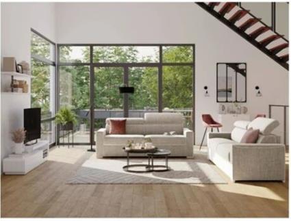 Sofá Cama Vizir LINEA SOFA (Bege - Tecido e Veludo - 196x94x100 cm/Dimensões da cama: 140-159 cm)