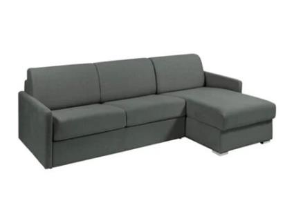 Sofá-cama de canto tipo italiano e reversível em tecido cinzento com capacidade para 140 cm com colchão de 18 cm, modelo Calife, da VENTE-UNIQUE