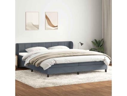 Cama Com Molas/colchões 180x220 Cm Veludo Cinzento-escuro