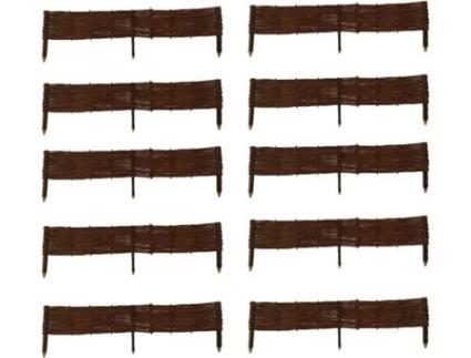 Conjunto De 10 Cercaduras De Jardim - 120 Cm X 20 Cm - Natural - Feito À Mão - Para Canteiros, Hortas, Canteiros - Cercas De Jardim