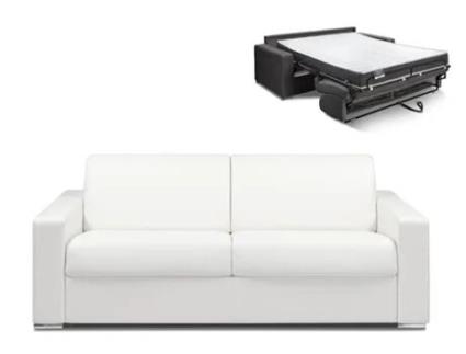 Sofá Cama DUNLOPILLO (214 x 94 x 85 Tamanho Cama: 160 - 179 cm - Pele Sintética - Branco)