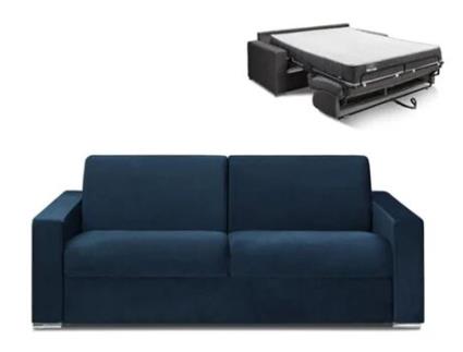 Sofá Cama DUNLOPILLO (214 x 94 x 85 Tamanho Cama: 160 - 179 cm - Veludo - Azul)