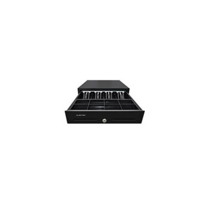 HS-410A - Gaveta horizontal metálica 41x41,5x11,5cm, RJ11, preta, 2 ranhuras para cheques