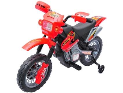 Mota Elétrica Infantil com Bateria com Rodinhas de Apoio - Cor: Vermelho - Material PP