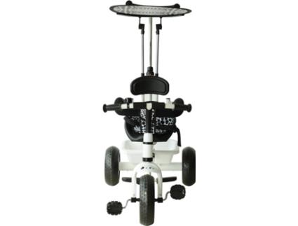 Triciclo infantil com Capota – Cor: Branco – Ferro, Plástico e Tecido – 103 x 47 x 101 cm