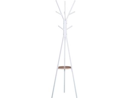 HOMCOM Cabide de suporte de metal para pendurar sacos de roupa 9 ganchos com prateleira em forma de árvore Cabide Vintage 45x45x180cm