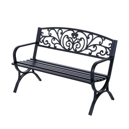 ZEBLAZE - Outsunny Banco de jardim de 2 lugares Banco de terraço de ferro com design clássico 127x60x85cm preto Outsunny Banco de jardim de 2 lugares Banco de terraço de ferro com design clássico 127x60x85cm preto