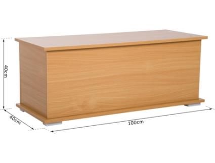 HOMCOM Baú Madeira Armário Baixo para Arrumação Banco Baú Arca Polivalente Caixa de Brinquedos Banquinho para Cama 100x40x40 cm