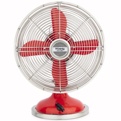 HKOENIG Ventilador de Metal, 3 Velocidades, 4 Lâminas, Design Retro.