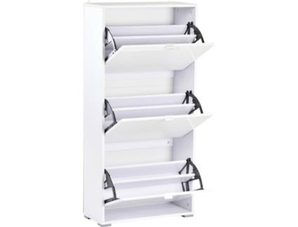 HOMCOM Armário de sapatos com 6 prateleiras Porta Inclinada capacidade de 18 Pares Branco