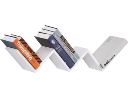 HOMCOM Prateleira em forma de W Decoração para escritório Expositores de sala de estar 80,6x16x15,2 cm Branco