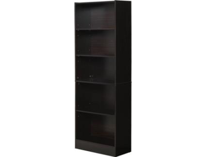 HOMCOM Estante de 5 niveis com 3 prateleiras ajustáveis 63x29,5x176 cm Preto