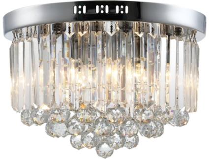 HOMCOM Lâmpada de teto de cristal moderno Lâmpada de cristal K9 para lâmpadas E14 de máx. 40W ?45x30 cm prata