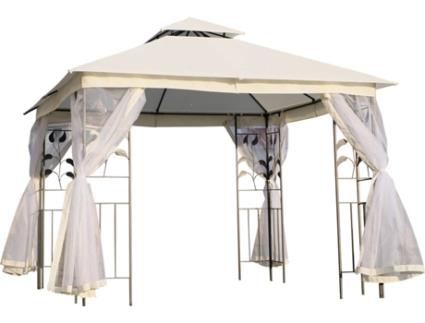 Outsunny Grandes tendas ao ar livre com rede mosquiteira Gazebo elegante para jardim 3x3m
