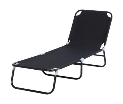 Espreguiçadeira dobrável reclinável com ângulo ajustável de 3 posições para exterior carga 120 kg 190x56x28 cm Preto
