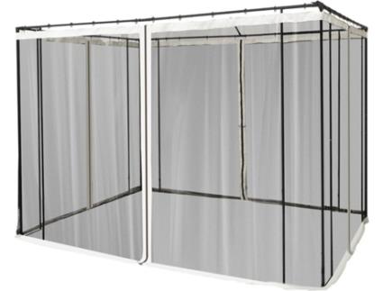4 Painéis Laterais 302x207 cm para Tenda de Jardim Mosquiteira com Zíperes e Anéis Preto