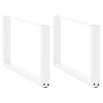 vidaXL Pernas mesa centro 2 pcs em forma de U 70x(42-43) cm aço branco