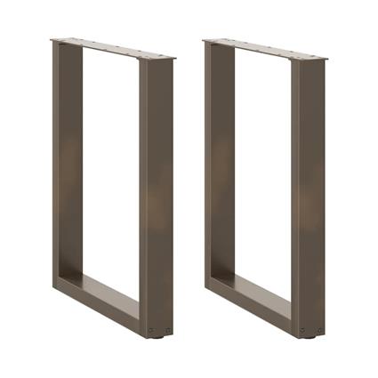 vidaXL Pernas p/ mesa de jantar 2 pcs forma U 70x(72-73)cm aço natural