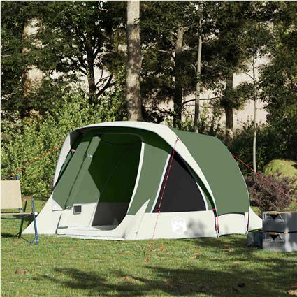 vidaXL Tenda de campismo cabana para 4 pessoas impermeável verde