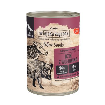 Wiejska Zagroda Dog 12 x 400 g - Javali com vaca