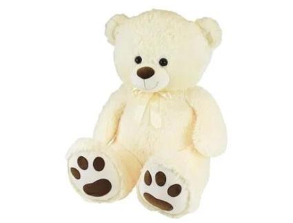 Urso Creme de Pelúcia com Laço /- 100 cm - PLANET PLUCH - Urso creme grande de 1 metro, irresistivelmente macio.