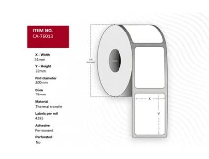 Label 51 x 32mm, Core 76mm,