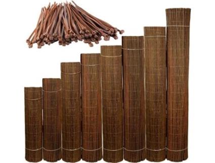 Cerca de vime natural 100 x 500 cm - Tapete de vime - Sebe de jardim oculta - Cerca de jardim oculta para exterior - Rede para varanda e terraço