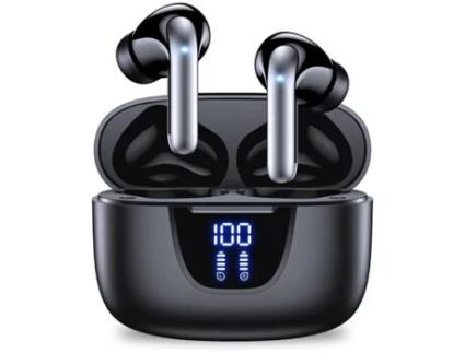 Fones de Ouvido Sem Fio Verdadeiros Cw39 Bluetooth 5.3 Bateria de 76H Tela Led Ipx7 À Prova DÁgua Preto YEMAESRE