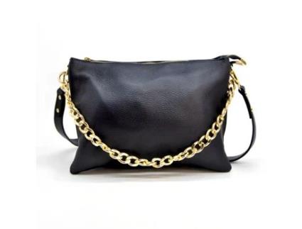 Bolsa de Ombro Torino Couro Genuíno Preto 33X24X16 Cm SOTEIRA