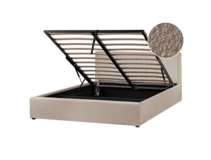 Cama de casal BELIANI Montlaur de Bouclé Creme 169x216x89