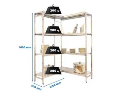 Estante Metálica Simoninox Corner 4ss/1600x(1760-1260)x500