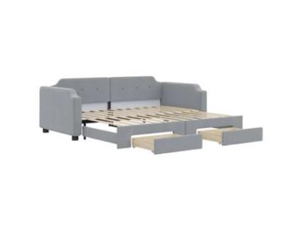 Sofá-cama c/ gavetão e gavetas VIDAXL tecido cinzento-claro (90 x 190 cm)