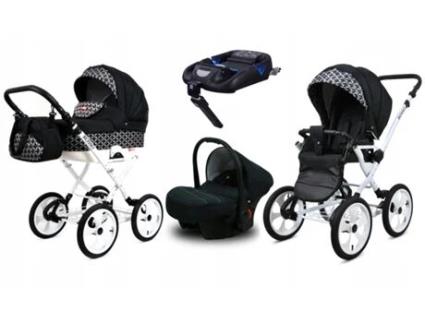 Carrinho de Bebé Multifuncional BABYLUX ROSSO 4 Em 1 -Optical black - Ajustável e dobrável Construção leve em alumínio - Acessórios