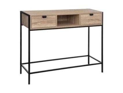 5five - console de efeito madeira preta aliaj de 2 gavetas
