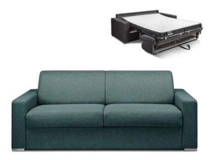 Sofá Cama DUNLOPILLO (214 x 94 x 85 Tamanho Cama: 160 - 179 cm - Veludo - Azul)