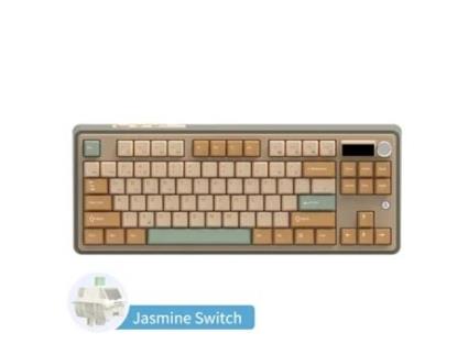 Teclado mecânico para jogos AJAZZ AK870 Teclado de escritório de três eixos e três modos com ecrã RGB amarelo, branco e azul
