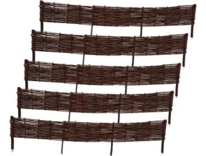 Conjunto De 5 Cercaduras De Jardim - 150 Cm X 20 Cm - Natural - Feito À Mão - Para Canteiros, Hortas, Canteiros - Cercas De Jardim