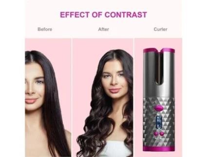 Ferro de ondulação automático sem fio para cabelo com temperatura ajustável e display LCD YOUKUKE