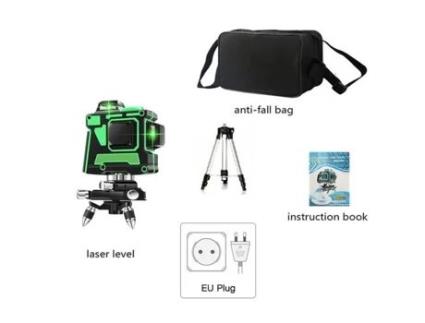 12 linhas de nível de laser 3D autonivelante 360 cruz horizontal super poderosa linha de feixe de laser verde com suporte 26 OUTAD