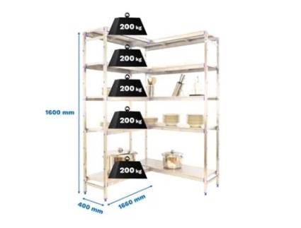 Estante Metálica Simoninox Corner 5ss/1600x(1660-1260)x400