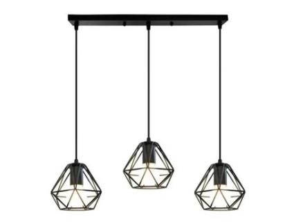 Lâmpada pendente LED com 3 lâmpadas E27 para quarto e bar