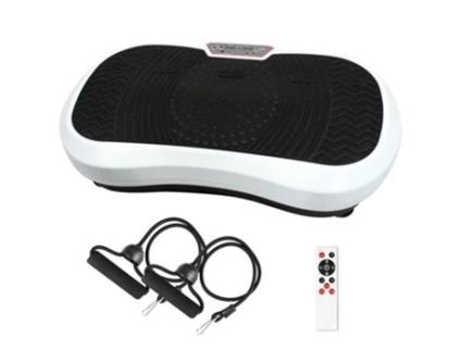 Leogreen Plataformas Vibratórias Fitness, com Controle Remoto, Faixas de Resistência e Tapete de Yoga, 180 Níveis, 69 x 39 x 13 cm - Branco