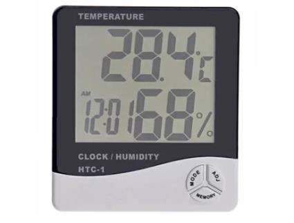 Termômetro digital LCD HTC-1 - QIFULL - Branco - Temperatura, Umidade, Relógio, Alarme QIFULL
