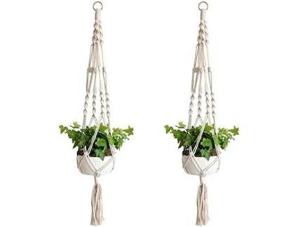2 pçs vaso de flores planta cabide corda planta cabide macrame porta decoração para interior e exterior pendurado varanda FABLCREW