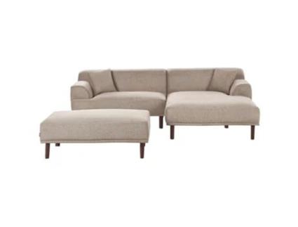 Sofá Esquinero (i) Con Reposapiés Beliani Holt De Poliéster Beige 241x159x82