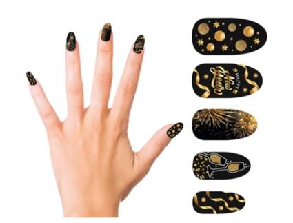 12 unhas de feliz ano novo com adesivo