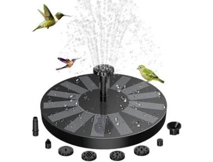 Fonte solar externa 1,5 W 16 cm Grande bomba flutuante para lago com 6 bicos para decoração de jardim, banho de pássaros, lago GOTOSEEU