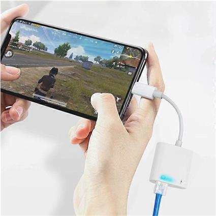 Okhitech Lightning para RJ45 Ethernet LAN Adaptador de Rede com Porta de Carregamento Para iPhone, iPad 100Mbps switch Plug and Play para interface...