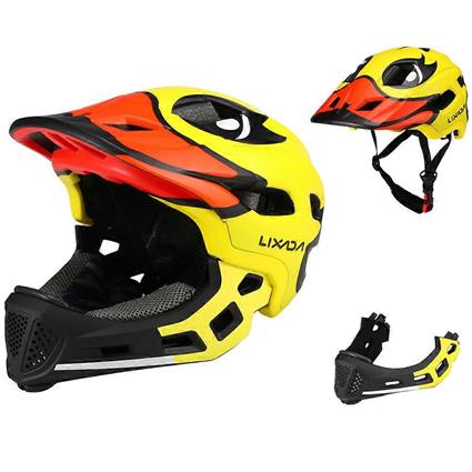 Lixada Crianças destacável Full Face Helmet Crianças Esportes Capacete de Segurança para Ciclismo Skate Roller Skate Roller Skate Amarelo