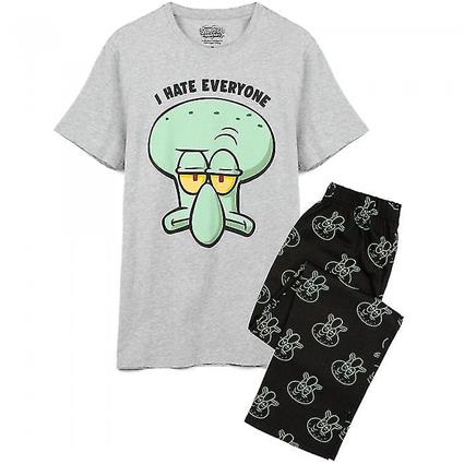 SpongeBob SquarePants Mens Squidward Long Pyjama Set Cinza/preto M